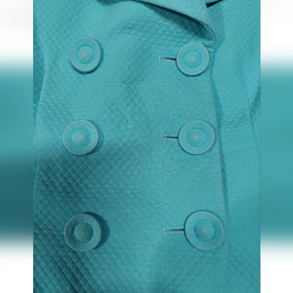 Vintage Christian Dior Teal Double Breasted Blazer Jacket Short Sleeve Women’s 8